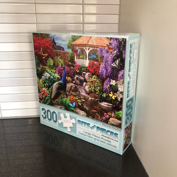 Bits and Pieces “Peacock Paradise” large piece 300 pc Puzzle - Picture 2 of 13